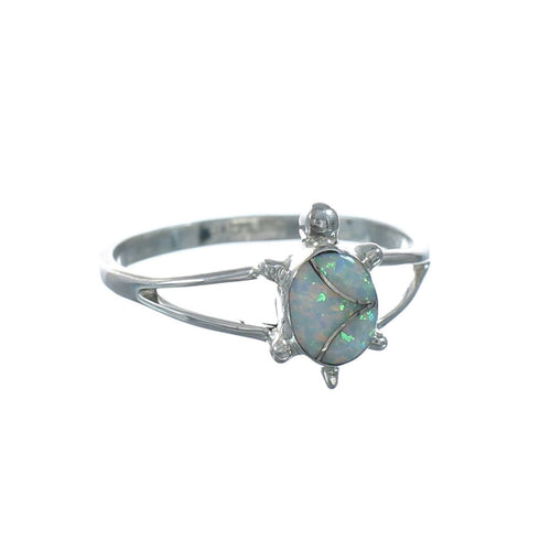 Native American Zuni Opal Sterling Silver Turtle Ring Size 6-3/4 X11135